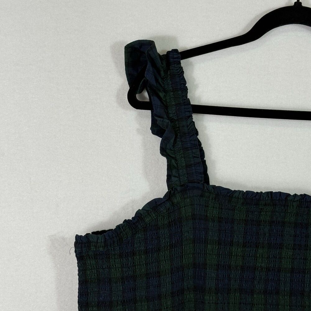 NEW Plus Size J.Crew Green Tartan Plaid Smocked Tiered Poplin Midi Dress Size 3X - Picture 7 of 11